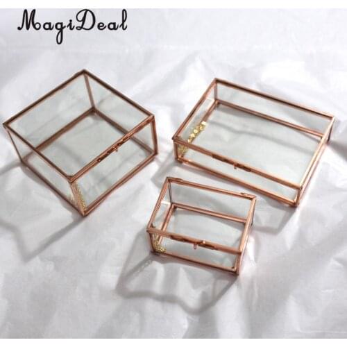 Modern Glass Metal Cuboid Geometric Terrarium Succulent Plants Planter Container Jewelry Holder Gift Favor Copper