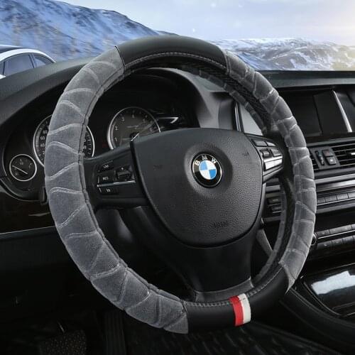 Universal Steering-wheel Plush Car Steering Wheel Covers Winter Faux fur Hand Brake & Gear Cover Set Car Interior Accessories