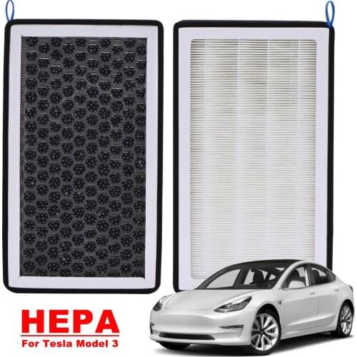 2PCS Activated Carbon Air Filter HEPA For Tesla Model 3 2017-2021 PM2.5 Air Filter HEPA Cleaner Filter Cabin Car Air Filter HEPA