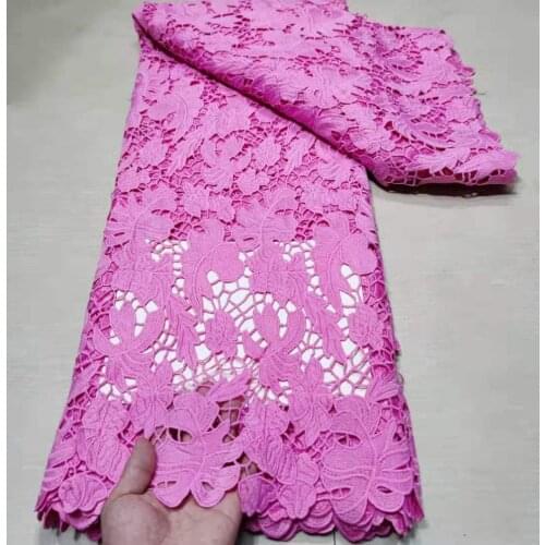 High Quality African Lace Fabric With Stones Pink Water Soluble Guipure Cord Laces For Wedding Party Sewing