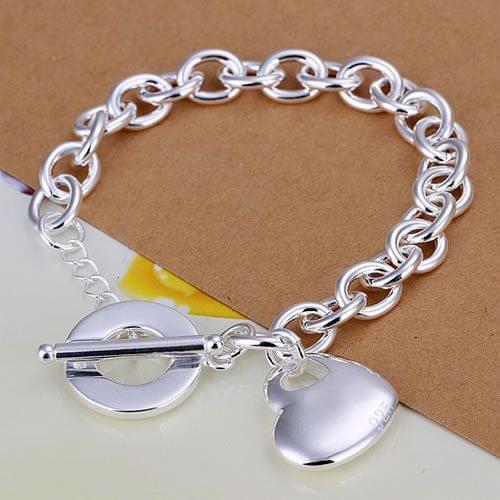 KN-H275 Wholesale Silver Color Bracelet 925 Free Shipping Factory Price Fashion Jewelry Heart In Heart TO Bracelet /bbcajsja