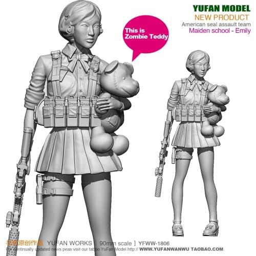 Yufan Model 1/18 Resin Figure Beautiful girl in modern school uniform self-assembled YFWW-1806