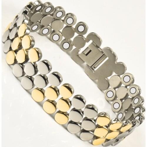 Wollet Jewelry Simple Design Titanium Magnetic Bracelet for Men Silver Color Copper Bio Magnet Health Care Healing