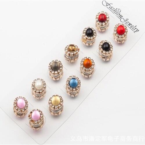 Women fashion crystal hijab pins diamond muslim brooches magnet flower muslim hijab pins shawl scarf pins clip scarves 48pcs/lot