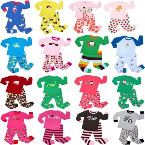 Winter Kids Pajamas Sets Baby Girl Clothes Boys Pyjamas Monkey Deer Dinosaur Car Pijamas Baby Sleepwear Childrens Long Sleeve
