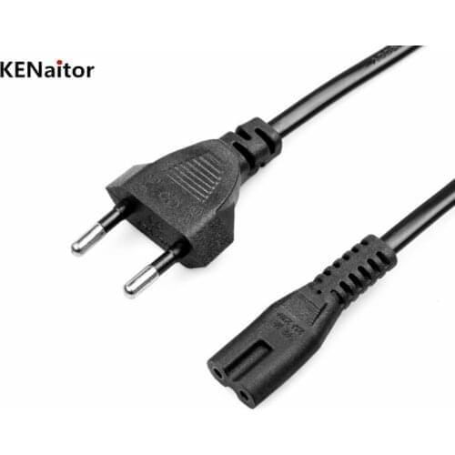 1.5M EU Universal Laptop 2-pin Charger Plug Power Adapter Cord Cable to angled figure 8 C7 plug 10ft 15ft for PS4,TV,DVD etc