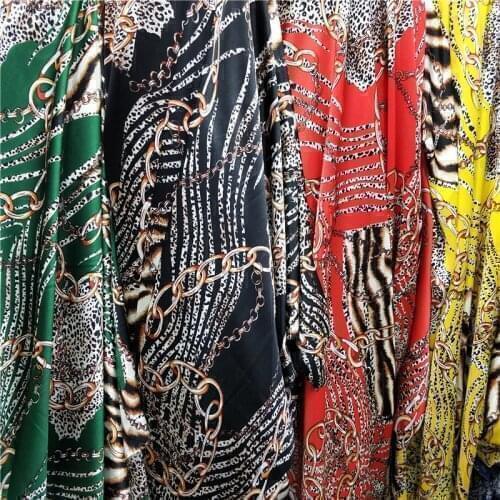 150 * 50cm New Leopard Print Imitation Silk Fabric for Dress Large Square Scarf Cheongsam Pants Shirt