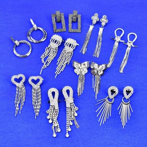 2PCS/Lot Clear Rhinestone Different Shape Heart Rround Butterfly Tassel Brooch Pin Crystal Shoes Buckle for Wedding