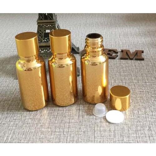 20ml glass essential oil bottle golden plated small bottle aluminum cap essential oils small sample container packaging 100pcs