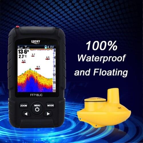 2021 NEW FF718LiC-W Waterproof Fish Finder Monitor with LCD Colored Display Wireless Smart Sonar Sensor Fish Depth Alarm
