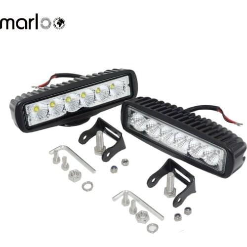 Marloo 18W LED 6 Inch Light Bar Module Off Road Auxiliary Spot Light White 6000K for Toyota Motorcycle Tractor Auto