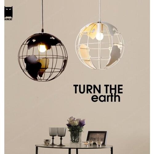 White Black Iron Earth Pendant Light Fixture Modern Nordic Simple Creative Hanging Lamp Luminaria Dining Table Room Bar Balcony