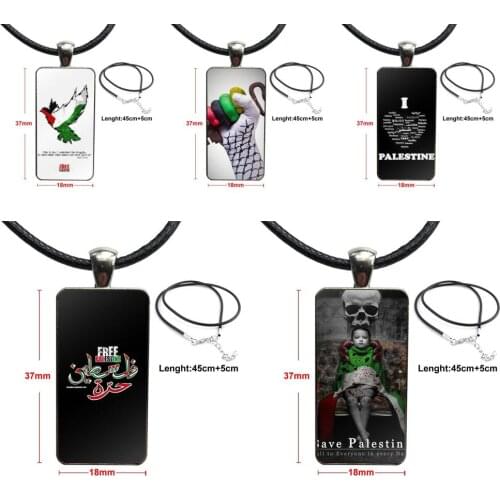 Free Palestine Art Stop Wars For Girls Vintage Jewelry Steel Color Glass Cabochon Choker Pendant Long Rectangle Necklace