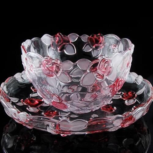 Large crystal glass compote European fashion creative living room dried fruit plate disc candy dish snack tray