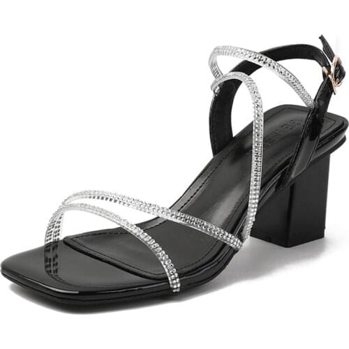 34-40 Size Women Sandals Crystal Clear Ribbons Gold and Silver High-Heeled Black Fashion Viscose Shoes for Women