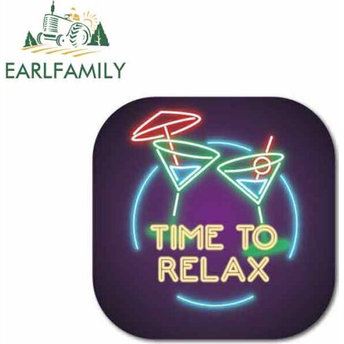 EARLFAMILY 13cm x 13cm for Time To Relax Sign funny car stickers waterproof Anime vinyl JDM Sunscreen Windshield accessories