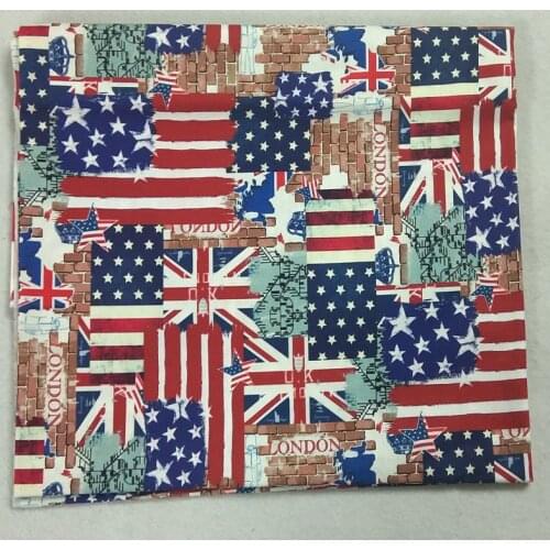 50x105cm London UK Flag Brick Wall Printed Cotton Fabric For DIY Sewing Cloth Dress Hat Bag Home Decor
