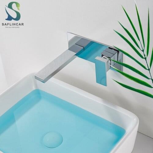 Chrome Bathroom Basin Faucet Brass Single Handle Vanity Sink Faucet Hot and Cold Water Faucet Wall-mounted Bathroom Mixer Tap