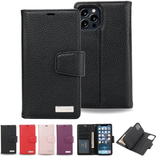 For iPhone 12 11 Pro XS Max Leather Case XR X 8 7 Plus PU Flip Wallet Magnetic TPU Back Cover Detachable Purse