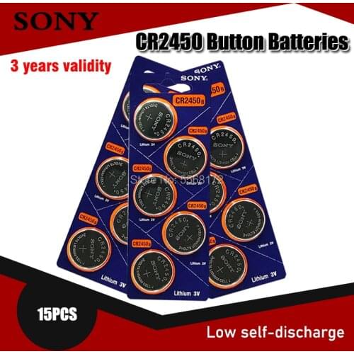15PCS 100% Original Sony CR2450 CR 2450 3V 550mah Lithium Batteries For Watches clocks hearing aids Pedometer Button Coin Cell