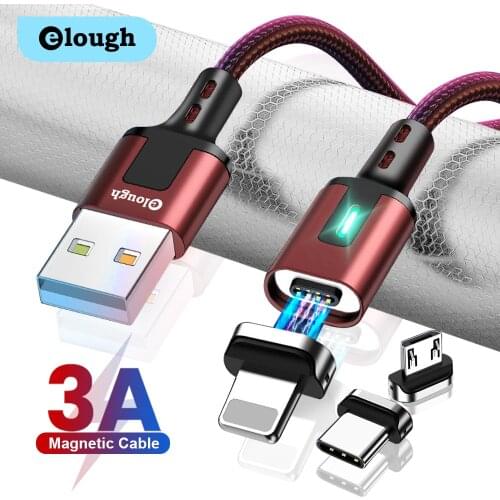 Elough Magnetic Cable 3A Fast Charging USB Micro Type C Cable Magnet Data Charger Wire Mobile Phone Cable For iPhone 12 Cord