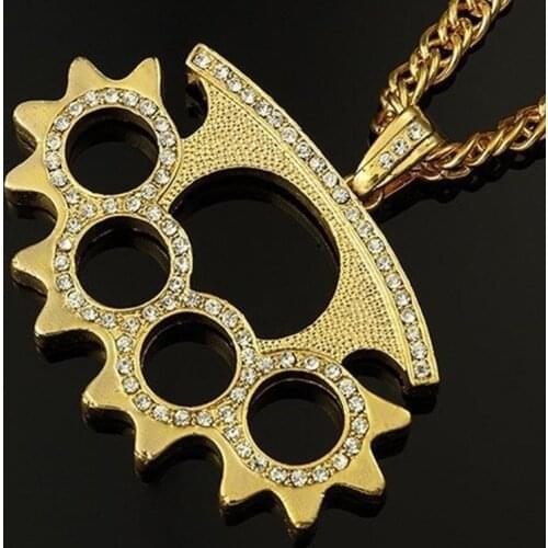 Fashion Hip Hop Gloves Pendant Boxing Finger Rock Pendant Necklace for Men Jewelry