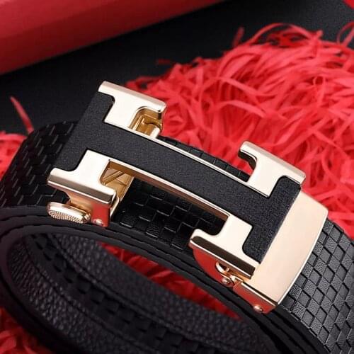 Male leather belt fashion tide shaped automatic buckle young male pure leather belt pants