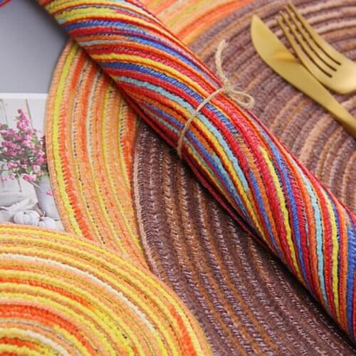 Placemats for Dining Table Set of 4 Braided Round Heat-Resistant Cotton Table Mats for Indoor or Outdoor Use PAK55
