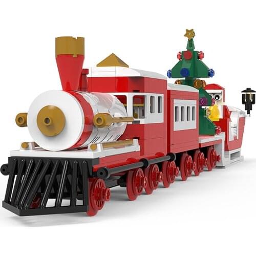 MOC Christmas Series Santa Railway Train Building Blocks Set Track Locomotive Bricks Idea Vehicle Toys For Children Xmas Gifts