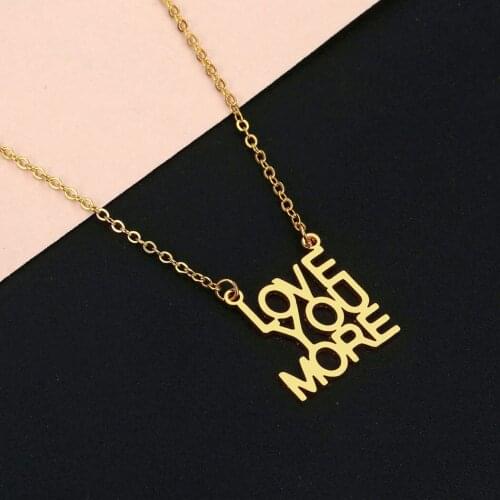 Cxwind I Love You More Necklace Letter Pendant Block English Letters Choker Necklaces&Pendants Dainty Pendants For Women Jewelry
