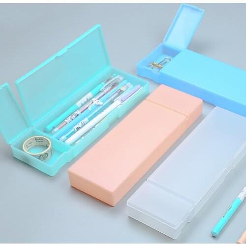 50% Off Semi-Transparent Plastic Large Capacity Pen Box Pencil Case Stationery Holder