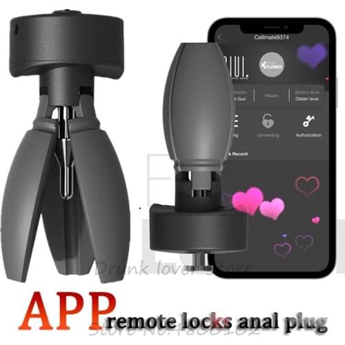 APP Remote Control Male Chastity Locks Anal Plug BDSM Anus Dilator Adult Games SM Butt Plug Tail Expansion Sex Toys For Couples
