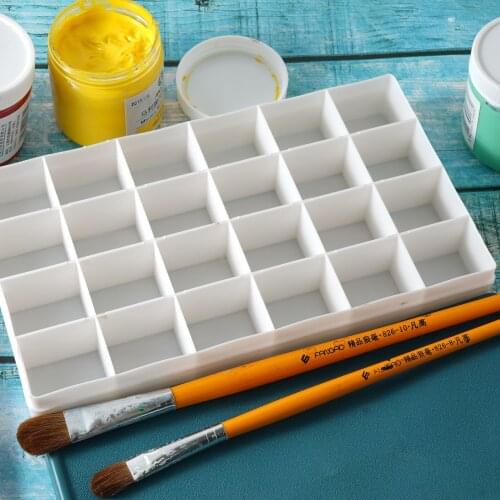 Professional Plastic Painting Box with 12/21/24/36 Grids Square Color Mixing Box with Soft Lid for Drawing Art Painting Supplies