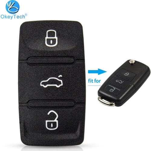 OkeyTech 5/10PCS 3 Buttons Remote Car Key Replacement Holder Rubber Key Repair Pad For VWw Golf T5 Beetle Caddy Passat Cover
