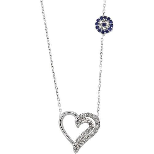 Zircon Silver Heart Necklace