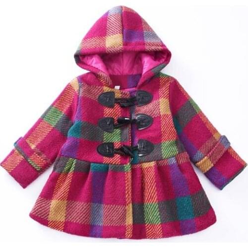 Girls' woollen windbreaker childrens cotton coat autumn and winter fashionable overcoat