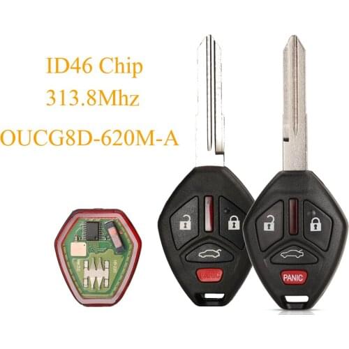 Kutery 4 Buttons Smart Remote Car Key Fob 313.8Mhz ID46 For Mitsubishi Galant Eclipse 2007-2012 OUCG8D-620M-A