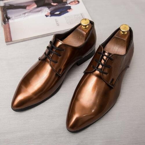 Big size mens fashion wedding party dress patent leather shoes pointed toe oxfords shoe breathable trend sneakers zapatos hombre