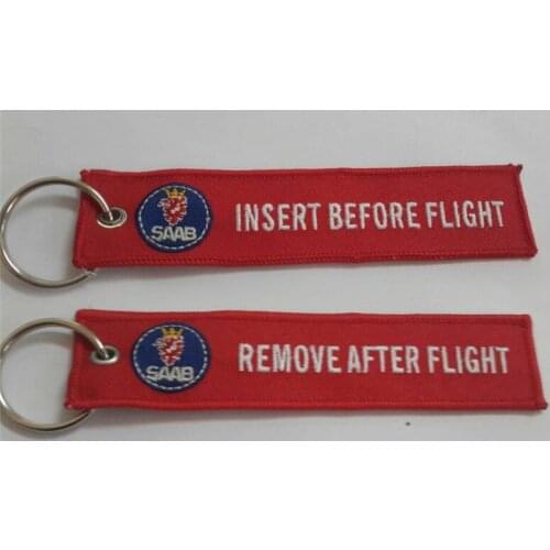 Remove After Flight Insert Before Flight Fabric Embroidery Keychain