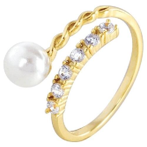 Pearl Rings S925 Silver Jewelry with Zircon Gemstone Open Finger Ring for Women Wedding Promise Party Gift Accessories Wholesale