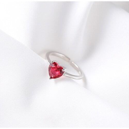 Personality Punk Vintage Silver Color Zircon Heart Rings Girls Open Opening Adjustable Rings For Women Men bague