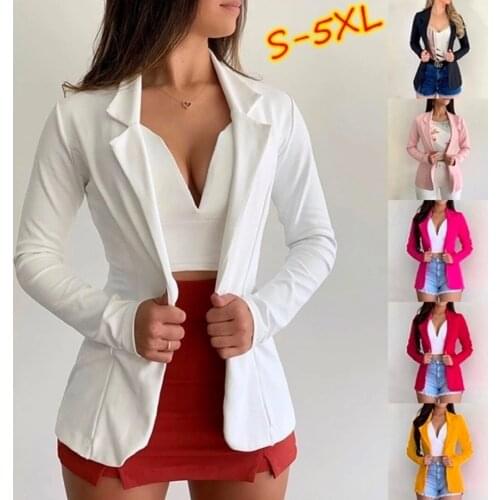 Women Autumn Thin Blazers Office Lapel Long Sleeve Multicolor Slim Small Suit Women Coat Suit Single Button Blazer Jackets -40