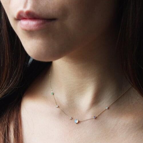 Fire Opal stone charm Necklace Lucky color of Fatima Pendant real 925 sterling silver Chain Choker Necklace Women lady Jewelry