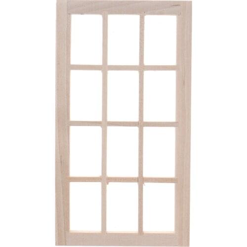 1:12 Dollhouse Wooden Window Frame Miniature Furniture Toys Doll House Decoration Accessories 13.2*7.2*1.2cm