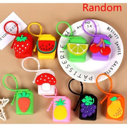 1Pc 30ml Cartoon Fruit Mini Portable Traveling Refillable Bottle Silicone Hand Sanitizer Cover Random Style