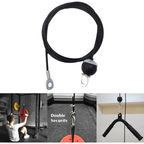2.3M Pulley Lift Pulldown Machine Black Nylon Replacement Cable Strength Training Gym Equipment Accessories