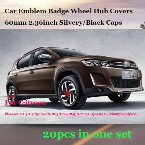 20pcs/lot for Citroen PicassoC2/C3/C4C5/C6/C8/DS3/DS4 Auto Wheel Hub Caps Car emblem badge Car Wheel covers 60mm 2.36inch label