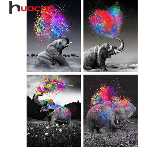 Huacan Diamond Mosaic Elephant 5D DIY Diamond Painting Embroidery Animals Modular Pictures Gift Home Decoration