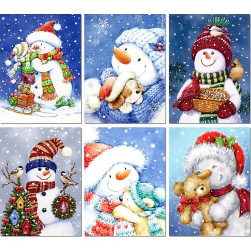 DIY 5D Diamond Painting Snowman Diamond Art Embroidery Cartoon Rhinestone Square/Round Diamond Christmas Gift Home Decoration