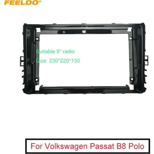 FEELDO Car 2Din Audio Face Plate Fascia Frame For Volkswagen Passat b8/polo 9" Big Screen Stereo Panel Dash Mount
